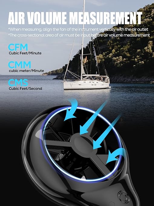 H12 Digital Anemometer Handheld Wind Speed Meter with Extended Wind Sensor, Measures Wind Speed Wind Flow Temperature and Humidity CFM Air Flow Velocity Meter with Big Backlit Screen