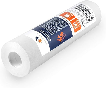 Aquaboon 1 Micron Whole House Sediment Filter 10 x 2.5 for RO & Well Water Filters Replacement Cartridges Compatible with AP110, WHKF-GD05, 50 Pack