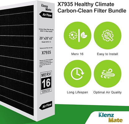 Upgraded 4 - Pack X7935 20x20x5 MERV 16 Air Filter Bundle,Carbon Clean Healthy Climate,Replacement Filter Media for HCC14-23 Lennox & Honeywell FC100A1011/FC200E1011 (4 - Pack)