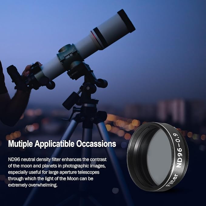 Astromania Telescope Filter Moon Filter 1.25 inch, Neutral Color Filter ND96-0.9 with 13% Light Transmission Reduces Moon Glare&Enhances Lunar Crater Detail, Work with Telescope Accepts 1.25" Eyepiece