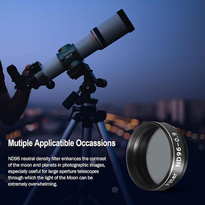 Astromania Telescope Filter Moon Filter 1.25 inch, Neutral Color Filter ND96-0.9 with 13% Light Transmission Reduces Moon Glare&Enhances Lunar Crater Detail, Work with Telescope Accepts 1.25" Eyepiece