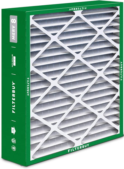 Filterbuy 21x24.5x5 Air Filter MERV 8 Essential Dust & Allergy Defense (4-Pack), Electrostatic Pleated HVAC AC Furnace Filters for Rheem, Ruud, and Protech (Actual Size: 20.63 x 24.13 x 4.38)