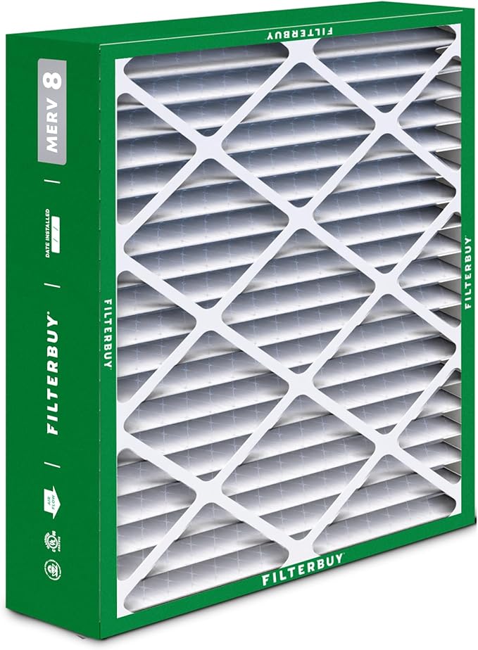 Filterbuy 20x23x5 Air Filter MERV 8 Essential Dust & Allergy Defense (4-Pack), Pleated HVAC AC Furnace Filters for Bryant, Carrier, BDP, Day & Night, and Payne (Actual Size: 19.81 x 22.56 x 4.25)