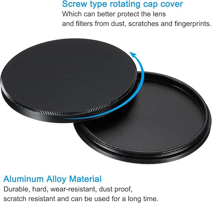 PATIKIL 46mm Lens Cap, Camera Lens Cap Cover Universal Front Metal Lens Filter Stacks Cap Protective Case for 46mm Camera Circular Polarizing Fader ND Filter, Black