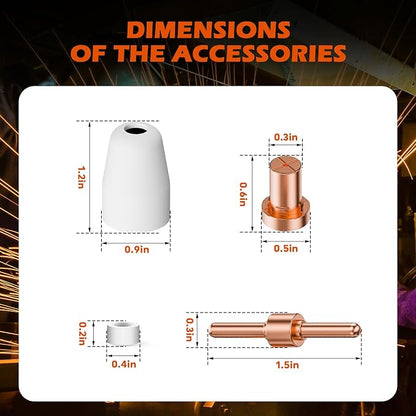 60PCS PT31 Plasma Cutter Consumables, High-Quality Cutting Performance Nozzles, Electrodes & Tips for CUT-40, CUT-50, CT-312Plasma Cutters, Precision Fit Plasma Cutter Torch PT-31 JG-40 LG-40