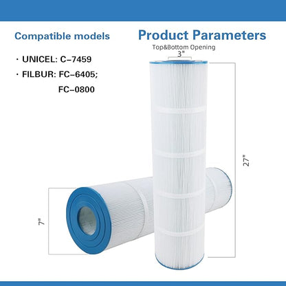 C-7459 Compatible with Jandy CL340, CV340 Filter Cartridge, Replaces Filbur FC-6405 FC-0800, PJAN85, Ultral-A8, A0557900, R0554500, Aladdin 18504, APCC7352, 4X85 sq.ft Pool Filter 4 Pack