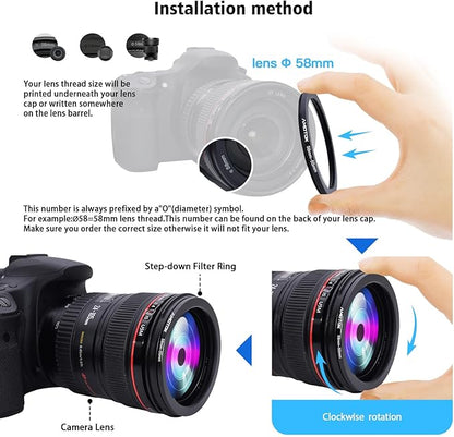 58mm Lens to 55mm Camera Lens Adapter,58mm-55mm Filter Step-Down Ring,Compatible All 55mm Filter Accessory.Made from CNC Machined