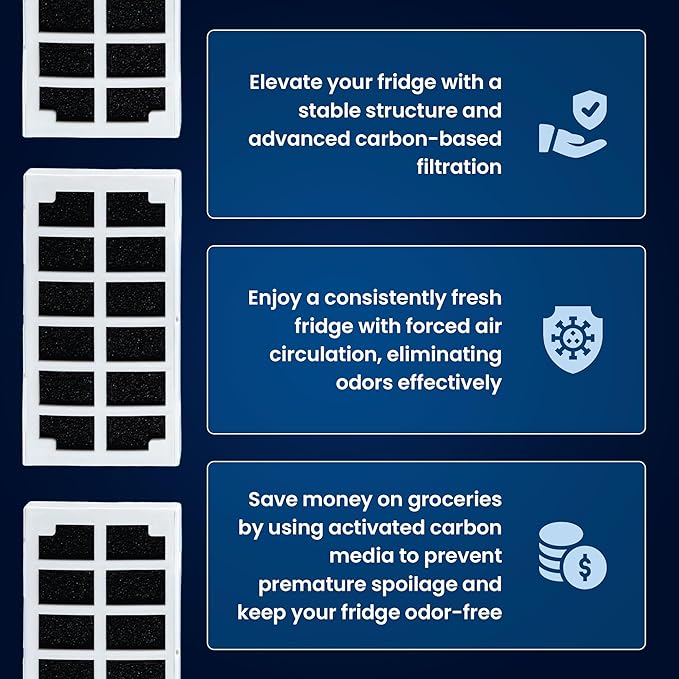 Mist Fresh Refrigerator Air Filter Replacement for GE Odor Filter Cafe Series, ODORFILTER, CFE29TSSS, 3-pack