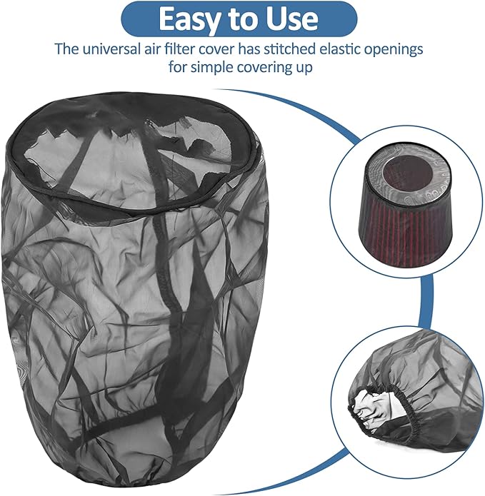 Universal Air Filter Cover, Air Filter Protective Cover Black Car Cold Air Filter Dustproof for High Air Intake Filters (S)