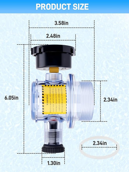273564Z Manual Air Relief Assembly Clear Body Compatible with Pentair Triton II, Triton C, Triton C-3, TR100C, TR140C, and CLR Pool Spa Sand Filters