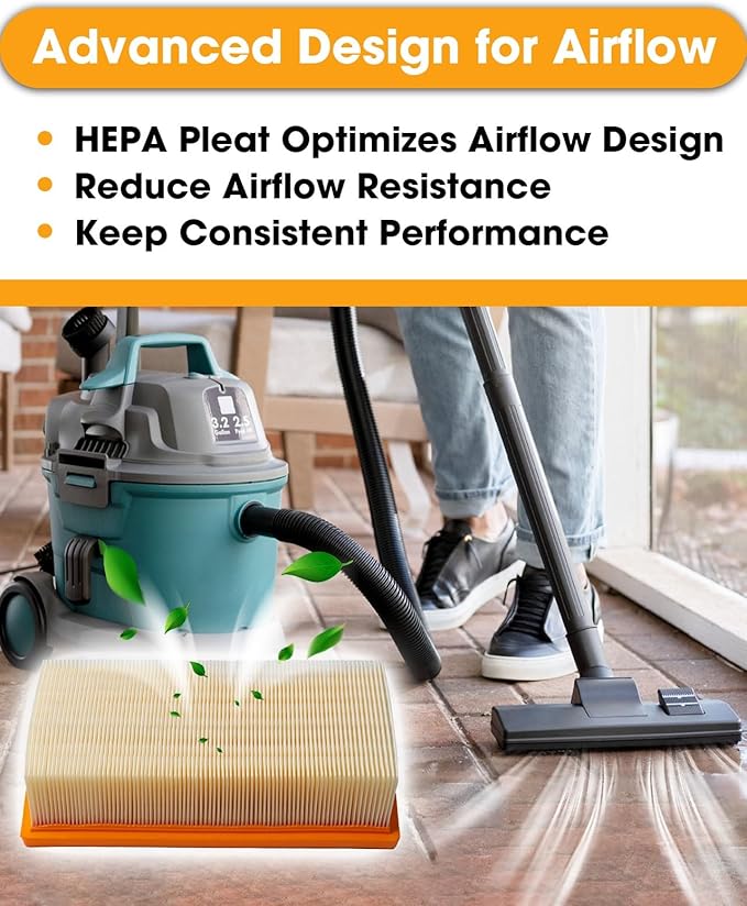 Flat HEPA Filter Replace VF130H Fit for Bosch Dust Extractors VAC090 & VAC140 Series, High-Efficiency Filter for Jobsite & Workshop, 1-Pack Only for Dry-Vacuuming Easy to Install