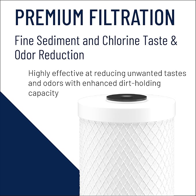 Pentair Pentek CBC-20 Carbon Water Filter, 20-Inch, Whole House Carbon Block Replacement Cartridge with Bonded Powdered Activated Carbon (PAC) Filter, 20" x 2.5", 0.5 Micron