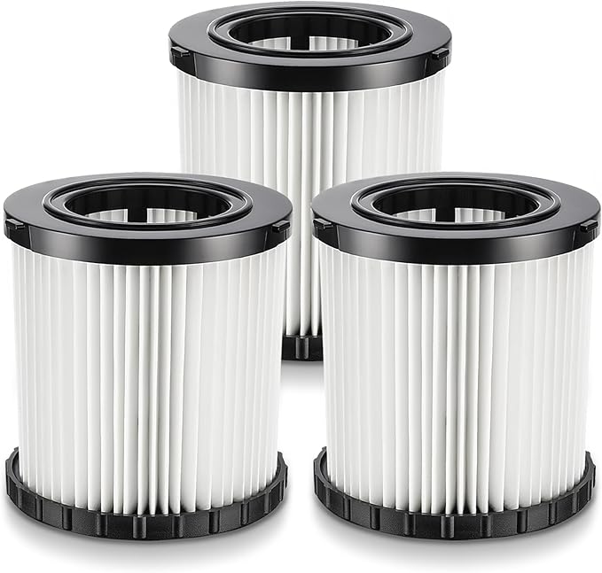 DCV581H DCV580H Vacuum Replacement Filter for DEWALT 20V MAX Wet/Dry VAC DCV580H (Cordless) DCV581H DCV5801H Portable Shop Vac Vacuum 2 Gallon Tank Capacity, Washable and Reusable Hepa Filter, 3 Pack