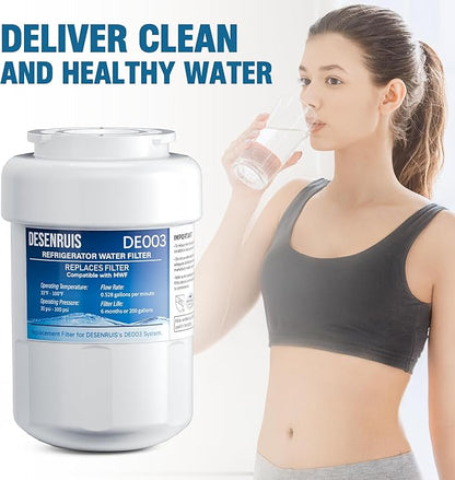 Water Filter Replacement Compatible with GE MWF, SmartWater MWFP, MWFA, GWF, HDX FMG-1, WFC1201, RWF1060, 197D6321P006, Kenmore 9991, Pack of 3, By DESENRUIS