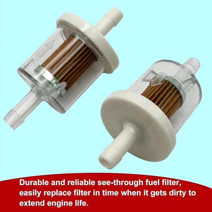 2-Pack 1/4" Inline Fuel Filter, 40 Micron Replacement for Briggs & Stratton 691035 Kawasaki 49019-0014, Compatible with Lawn Mower, Tractor, Small Engines