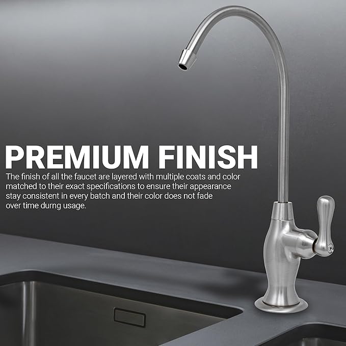 Metpure Non-airgap NSF Certified RO Faucet Reverse Osmosis Drinking Water Filtration System Water Dispenser Spout (Brushed Nickel). Vase Style with Faucet Wrench.