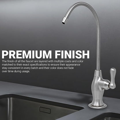 Metpure Non-airgap NSF Certified RO Faucet Reverse Osmosis Drinking Water Filtration System Water Dispenser Spout (Brushed Nickel). Vase Style with Faucet Wrench.