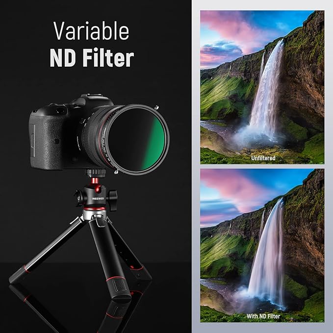 NEEWER 2 in 1 43mm Variable ND Filter ND2–ND32&CPL Filter(Circular Polarizer Filter) No X Cross/30 Layer Nano Coated/HD Optical Glass/Ultra Slim Aluminum Alloy Frame/Water Repellent/Scratch Resistant