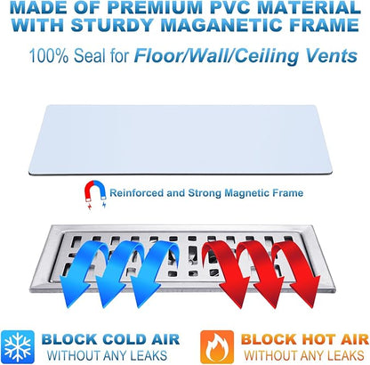 Magnetic Floor Register Vent Covers, 4 x 10 Inch Superior Hold Vent Covers for Home, Air Vent Covers for Sealing Floor, Wall, and Ceiling Registers, RV and HVAC, White