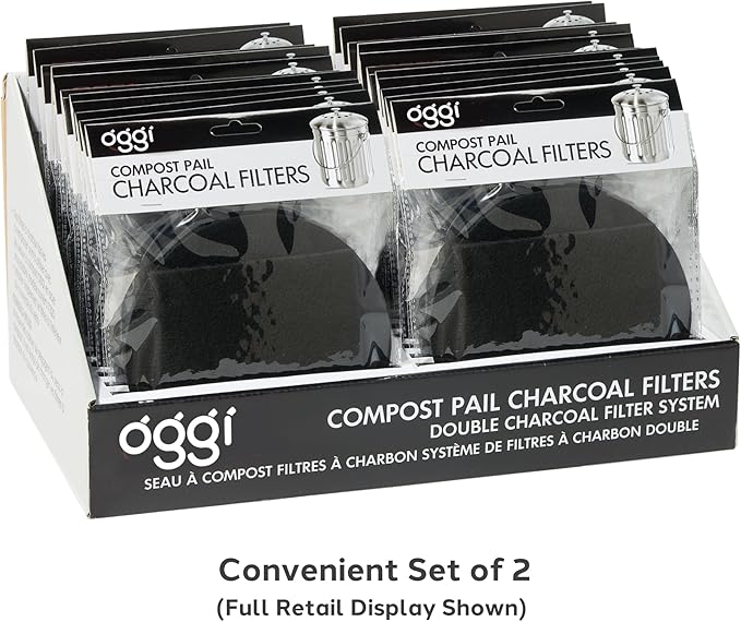 OGGI Set of 2 Charcoal Filters- Replacement Charcoal Filter for Countertop Compost Bin with Lid, Eco Friendly Products
