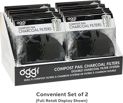OGGI Set of 2 Charcoal Filters- Replacement Charcoal Filter for Countertop Compost Bin with Lid, Eco Friendly Products