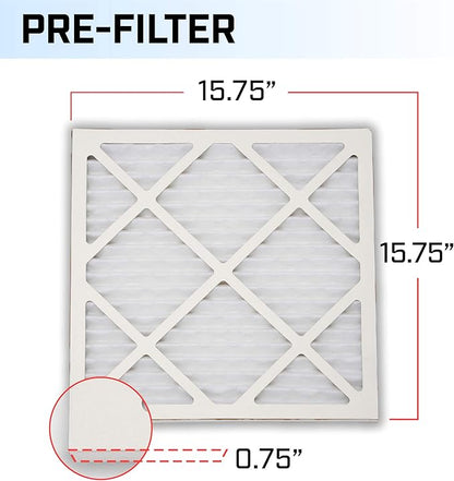 BlueDri Air Scrubber Stage 1 Protective Pre Filter for Air Purifiers Negative Air Machine, Water Damage Restoration Equipment, Construction Debris (5-Pack), White (AS-PF)