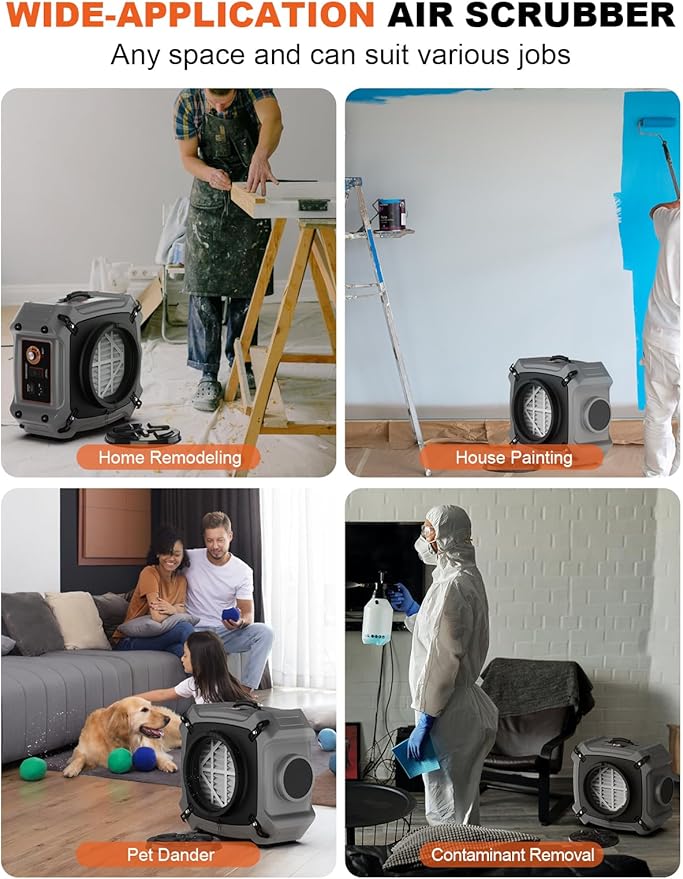 Abestorm Air Scrubbers, Industrial Commercial Air Scrubber with MERV-10 Filter, HEPA/Activated Carbon Filter for Particle Capture, Stackable Negative Air Cleaner Machine, V3