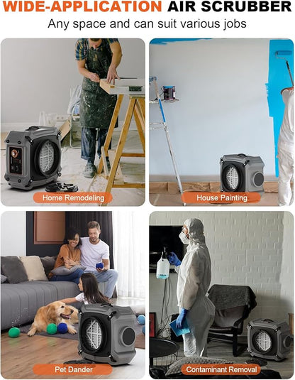 Abestorm Air Scrubbers, Industrial Commercial Air Scrubber with MERV-10 Filter, HEPA/Activated Carbon Filter for Particle Capture, Stackable Negative Air Cleaner Machine, V3