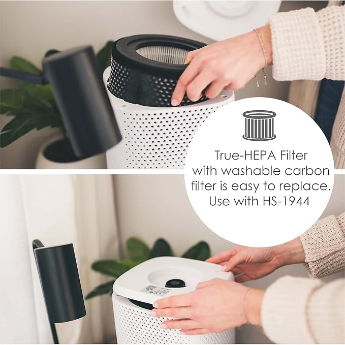 Crane Air Purifier with True HEPA Filter, UV Light, 250 Sq Feet Coverage, Timer Function, Sleep Mode, Washable Particle Filter, EE-5067