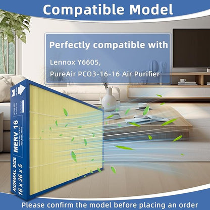 16x26x5 MERV16 Pet Replacement Filter Compatible with Y6605 PureAir PCO3-16-16 Air Purifier（actual size:16.3"" x 25.5"" x 4.3""）