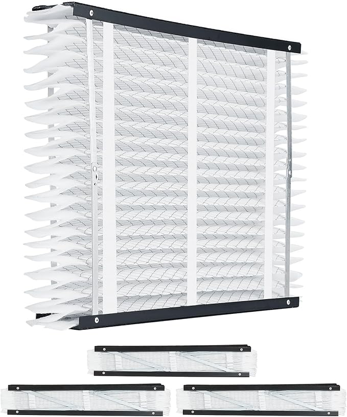 VEVOR 20x25x4 Furnace Air Filter, MERV 11 Pleated HVAC AC Replacement, Electrostatic 12-Month Air Cleaner, 4-Pack (Actual Size: 20.47x25.20x3.98 in), for Improving Home Indoor Quality