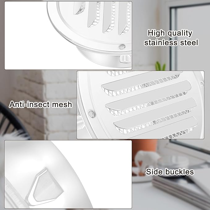 Zonon 36 Pcs Stainless Steel Soffit Vents 4 Inch Round Dryer Vent Cover with Mesh Screen for Home Outdoor Bathroom Wall Ceiling Outside Exterior Exhaust (White)