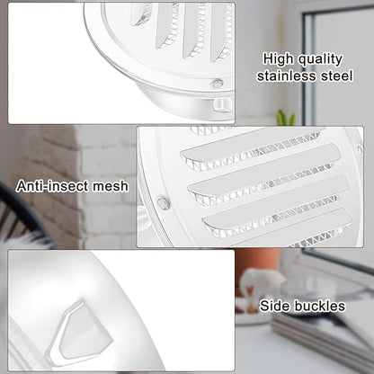 Zonon 36 Pcs Stainless Steel Soffit Vents 4 Inch Round Dryer Vent Cover with Mesh Screen for Home Outdoor Bathroom Wall Ceiling Outside Exterior Exhaust (White)