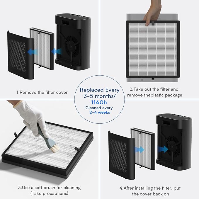 Air Purifiers for Home Large Room up to 3000 ft², VNIUP H14 True HEPA Air Purifier for Bedroom, PM 2.5 Display Air Quality Sensor Air Cleaner for for Whole Home Dorm Room Bedroom Office, ZQA-8000A