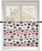 Sheer Curtains 54 Inch Length, Pink Beige Paw Print Semi Sheer Curtains Light Filtering Window Treatment, Vintage Farmhouse Country Wooden Grain Privacy Voile Drapes for Living Room Bedroom 52x54 Inch