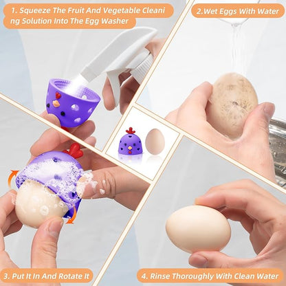 Silicone Egg Brush Cleaner, Egg Washer for Fresh Eggs, Egg Cleaner for Fresh Eggs, Egg Scrubber for Fresh Eggs, Reusable Cleaning Tools for Egg Washer (Purple)