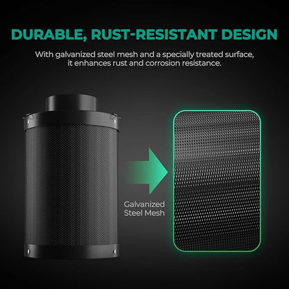 MARS HYDRO 4 Inch Carbon Filter, Inline Air Filter Odor Control with Australian Virgin Charcoal, Carbon Filter for Inline Fan, Grow Tent, Hydroponics, Pre-Filter Included, Reversible Flange