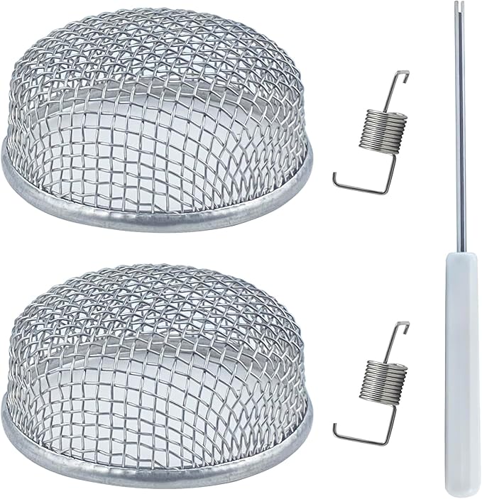 2 Pack RV Flying Insect Screen Furnace Vent Cover Bug Screens, 2.8 x 1.3 Inch Stainless Steel Mesh for Camper, Installation Tool Included