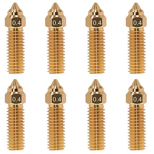 8Pcs K1 Nozzles 0.4mm, Brass High-Speed 3D Printer Nozzles Compatible with Creality Ender 3 V3 KE, K1, K1 Max, CR-K1, CR-10 SE, CR-M4 –Durability & Smooth Filament Flow,