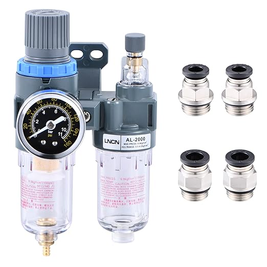 1/4 Inch Compressor Air Filter Pressure Regulator Water-Oil Trap Separator Filter with Lubricator Cup