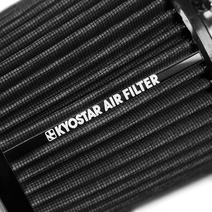 KYOSTAR Universal 3" (76mm) High-Flow Air Filter, Reusable Cone Cold Air Intake, High Performance, Washable, Clamp-On Car High Flow Dry Air Kit, Flange Diameter: 3 Inch, Filter Height: 6.4 Inch, Black