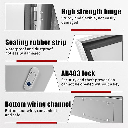 Electrical Box 20 x 20 x 6 Inch Indoor Outdoor Electrical Enclosure Box Steel Junction Box Wall Mounted Universal Electrical Project Box with Safety Locks and Mounting Plates