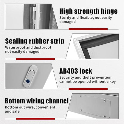 Electrical Box 20 x 20 x 6 Inch Indoor Outdoor Electrical Enclosure Box Steel Junction Box Wall Mounted Universal Electrical Project Box with Safety Locks and Mounting Plates