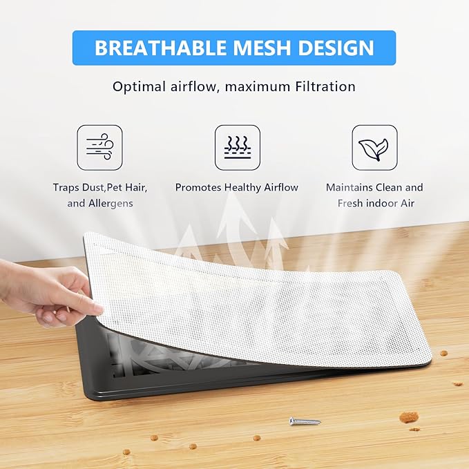 Magnetic Vent Screen Mesh Covers 3 Pack -5.5x12, Air Vent Filters with Durable PVC Frame, Air Vent Screen Register Trap,Vent Mesh–Upgraded Thickness(2.5mm) for Home Wall Ceiling (White)