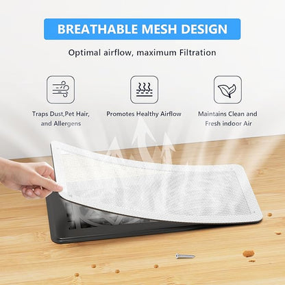 Magnetic Vent Screen Mesh Covers 3 Pack -5.5x12, Air Vent Filters with Durable PVC Frame, Air Vent Screen Register Trap,Vent Mesh–Upgraded Thickness(2.5mm) for Home Wall Ceiling (White)