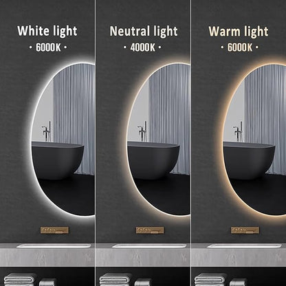 Inner Sand Smart Illuminated LED Bathroom Mirror, Wall Mounted Multifunction Bathroom Vanity Mirror with Dimmable Brightness | Sensor Touch | Demister Pad | Time Temperature(Defog+Dimmable,60x80cm)