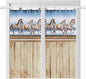 Western Horse Bathroom Curtains 63 Inch Length, Window Curtains Tab Top, Farmhouse Wooden Grain Vintage Cowboy Barn Door Light Filtering Window Treatments Drapes 52"x63" 2 Panel