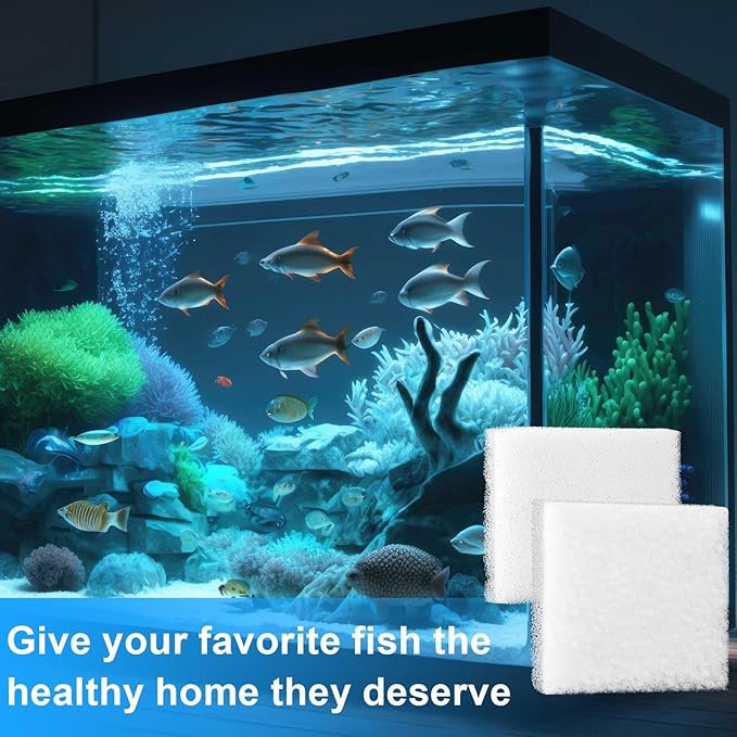 26 Pcs Aquarium Filter Media Kit Compatible with Fluval C4 (70 Gal) Power Filter, 6 White Foam Sponge Pads, 6 Poly Foam Sheets, 6 Bio-screen, 6 Activated Carbon, 2 Pack 7 Oz/200g Ceramic Ring