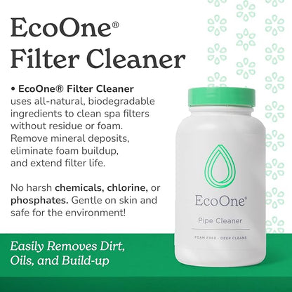 ecoone Filter Cleaner All-Natural Spa & Hot Tub Filter Cleaner | Foam-Free, Chlorine-Free, & Phosphate-Free Spa Filter Cleaner | Prolongs Filter Life and Leaves No Residue, 8 Oz