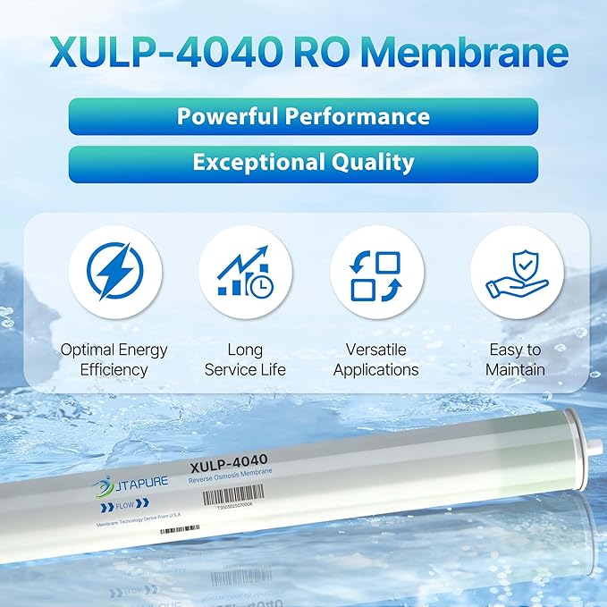 XULP 4040 RO Membrane, Extra Low Pressure 4 x 40 inch Reverse Osmosis Filter, 2600 GPD High Flow at 100 PSI, 99% Stable Rejection, Ideal for Groundwater, Well water & Tap Water Systems